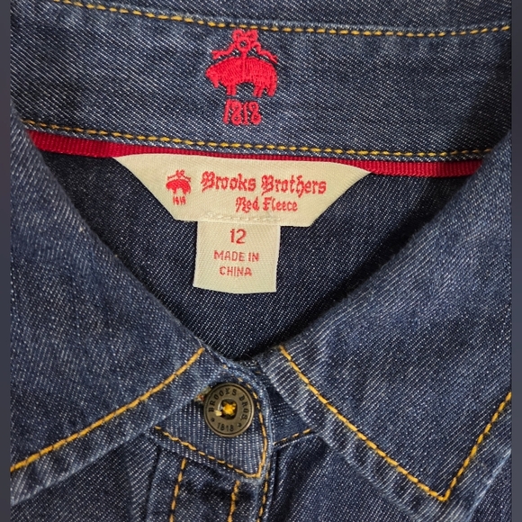 Brooks Brothers Womens Red Fleece Denim Shirt Dress Size 12 100% Cotton - Picture 5 of 10